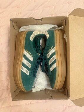 adidas Gazelle Platform Sneakers in Teal and Gum